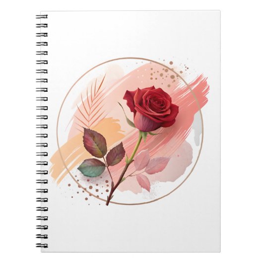 Carnet Rouge Éternel : Une Rose Moderne en Harmonie Abstr (Devant)