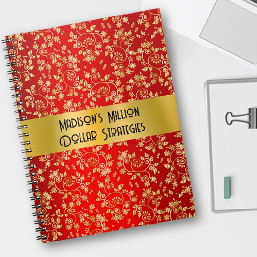 Carnet rouge Feuille Luxuriant Gold Foil