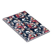 Carnet Rouge, fleurs blanches sur bleu. (Côté Droit)