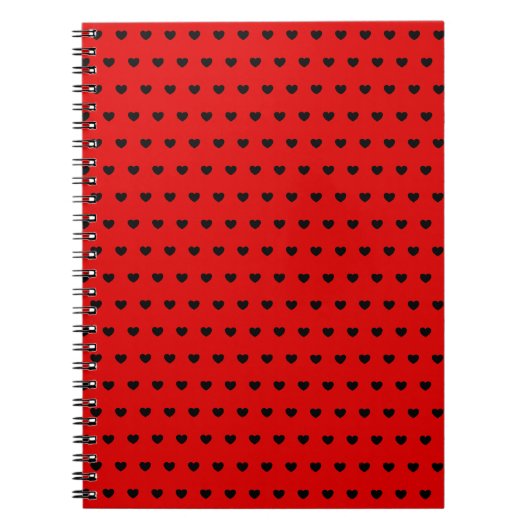 Carnet rouge frappant avec Coeurs Noirs (Devant)