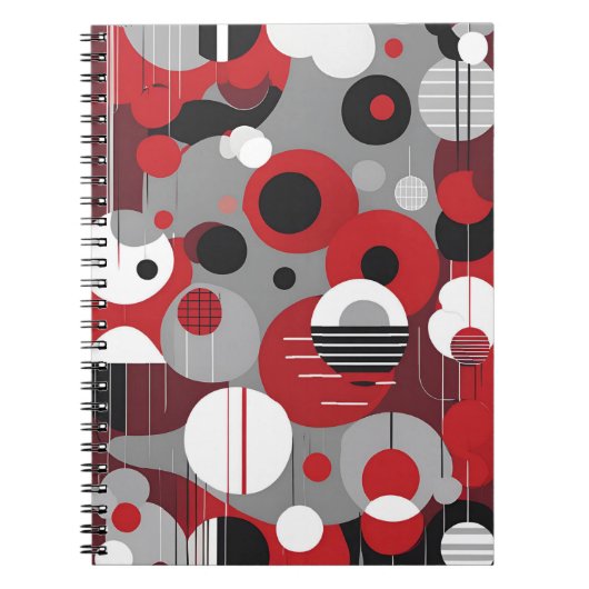 Carnet rouge géométrique - Cercles gras et moderne (Devant)