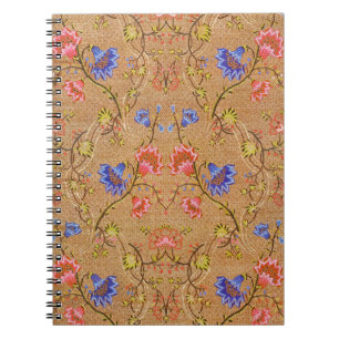 Carnet Rouge Impérial & Or Broderie Florale en Soie