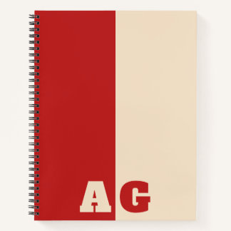 Carnet Rouge Jaune Rayures Monogramme Gras
