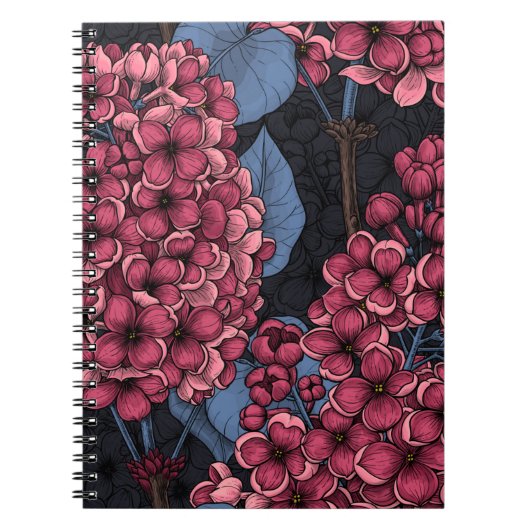 Carnet Rouge lilas sur bleu foncé (Devant)