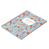 Carnet Rouge mignon bleu Noël oiseau rouge robin Motif (Côté gauche)