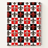 Carnet Rouge Noir Blanc À damiers Fleur de lis Design (Dos)