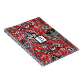 Carnet Rouge noir et blanc Floral Paisley Bohemian Boho (Côté Droit)