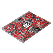 Carnet Rouge noir et blanc Floral Paisley Bohemian Boho (Côté gauche)
