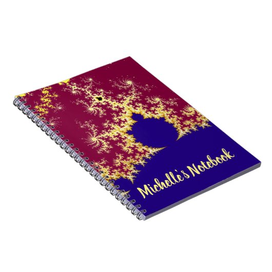 Carnet Rouge or bleu Mandelbrot thème fractal (Côté Droit)