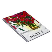 Carnet Rouge romantique Aquarelle Rose & Lanterne Rustiqu (Côté Droit)