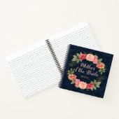 Carnet Rouge rose Floral Marine Bleu mère mariée Mariage (Intérieur)