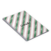Carnet Rouge rosé vert paillettes rayures (Côté Droit)