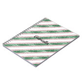 Carnet Rouge rosé vert paillettes rayures (Côté gauche)