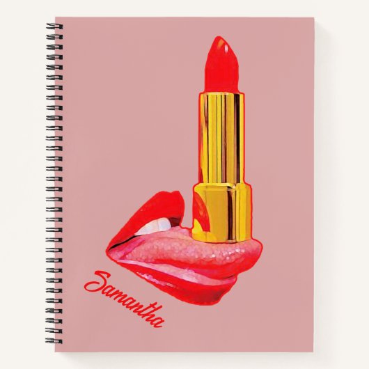 Carnet Rouge rouge à lèvres sur la langue avec personnali (Devant)