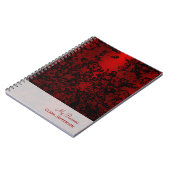 Carnet Rouge rubis sur floral noir élégant (Côté gauche)