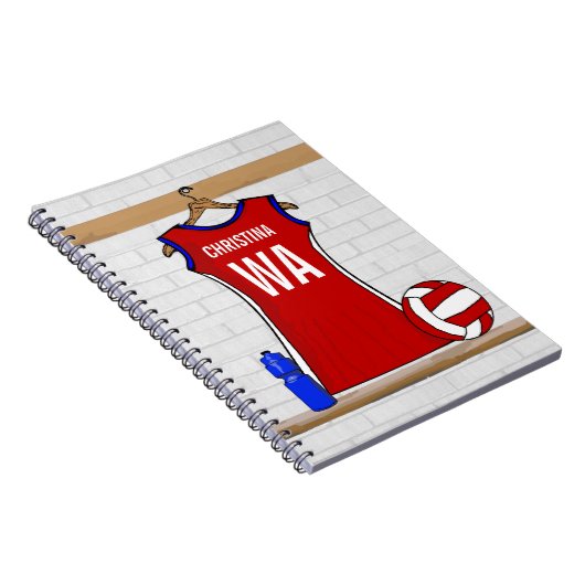 Carnet Rouge uniforme de net-ball fait sur commande avec (Côté Droit)