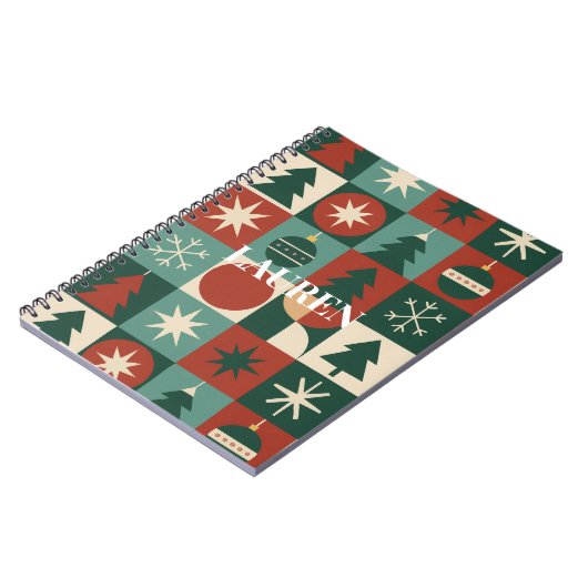 Carnet Rouge Vert À damiers mi-siècle (Côté gauche)