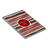 Carnet Rouge Vert Blush Blanc Or Rayures (Côté Droit)