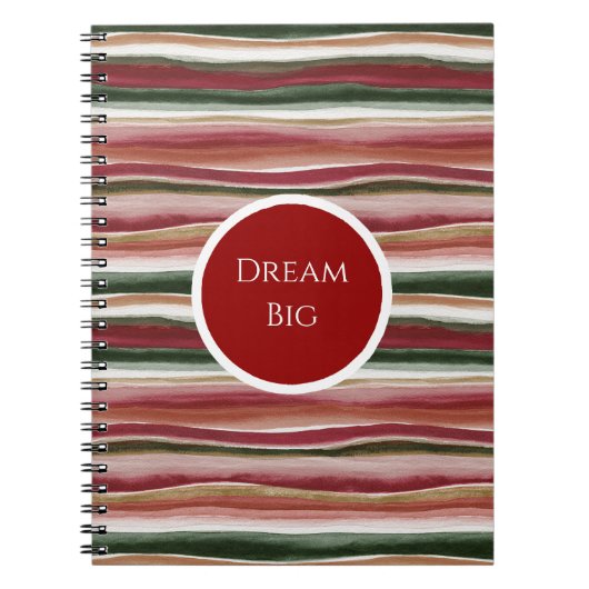 Carnet Rouge Vert Blush Blanc Or Rayures (Devant)