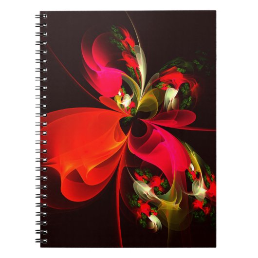 Carnet Rouge Vert Floral Moderne Art Abstrait Motif #02 (Devant)