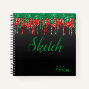Carnet Rouge Vert noir Parties scintillant Monogramme Ske