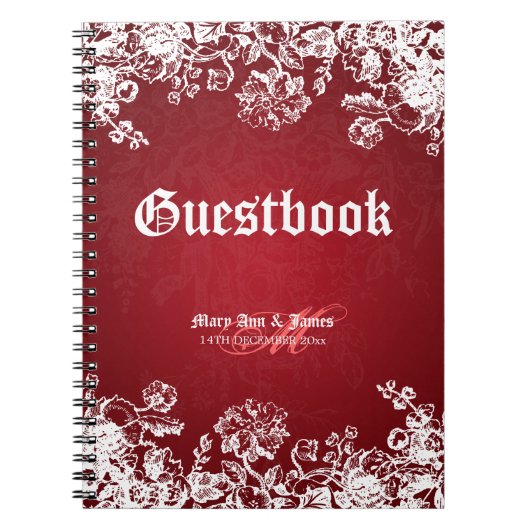 Carnet Rouge victorien de Flourish de Guestbook de (Devant)