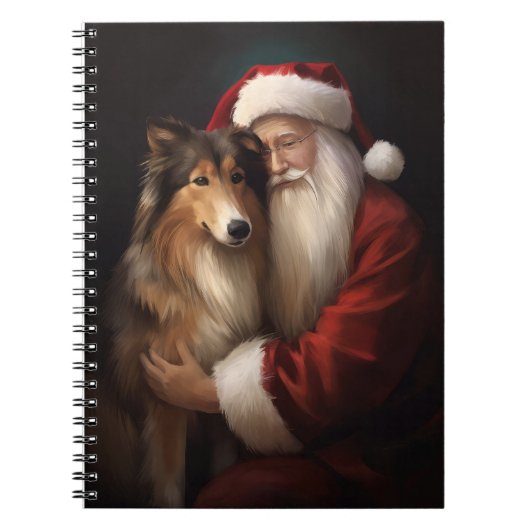 Carnet Rough Collie Avec Noël Festif Du Père Noël (Devant)