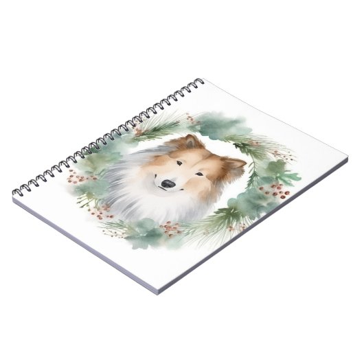 Carnet Rough Collie Christmas Wreath Festive Pup (Côté gauche)