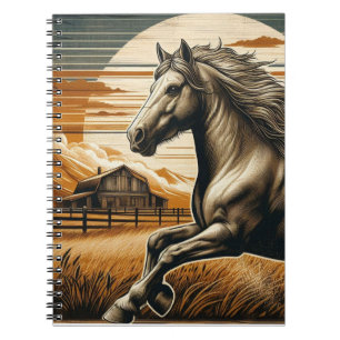 Carnet Rouille/cheval vintage/Ouest