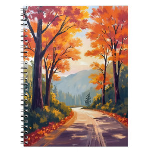 Carnet Route d'automne Aquarelle Feuilles de feuillage