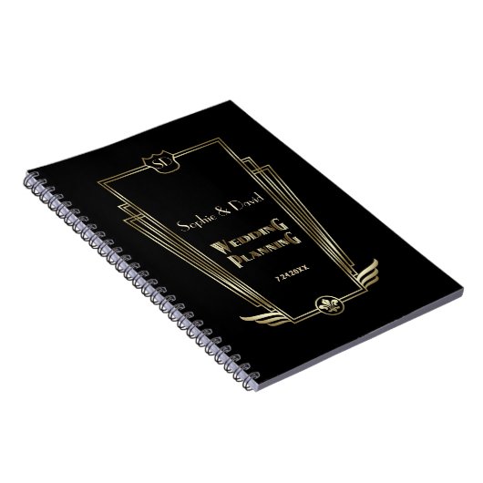Carnet Royal Gold Art Deco Monogram Wedding planner (Côté Droit)