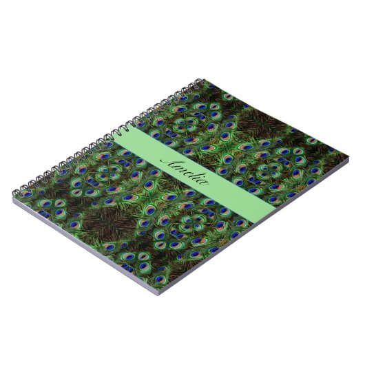 Carnet Royal Plumage - Luxe Peacock Motif en plumes (Côté gauche)