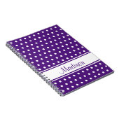 Carnet Royal Purple White Polka Dot Stripe Nom du script (Côté Droit)