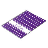 Carnet Royal Purple White Polka Dot Stripe Nom du script (Côté gauche)