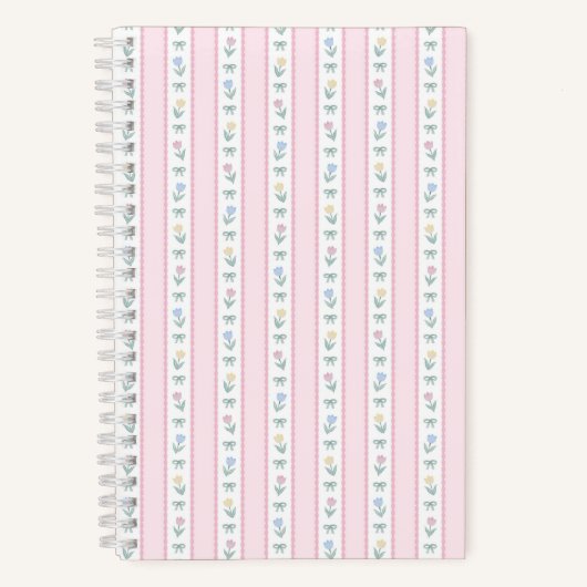 Carnet Ruban à rayures tulipe rose (Recto)