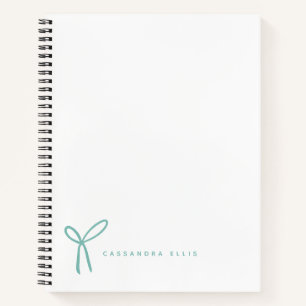 Carnet Ruban aqua féminin mignon personnalisé