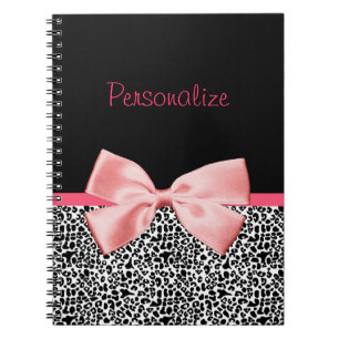 Carnet Ruban noir et blanc à la mode de rose d'empreinte