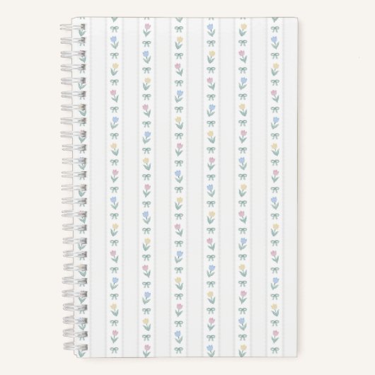 Carnet Ruban rayé tulipe blanc (Recto)