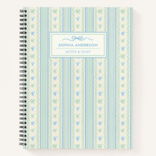 Carnet Rubans dessinés à la main fantaisistes Bleu & Ver