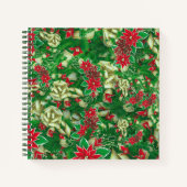 Carnet Rubans Feuille Poinsettia Fir Noël Floral | (Devant)