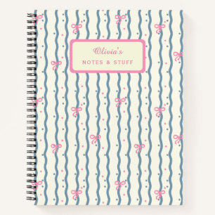 Carnet Rubans personnalisés bleus et roses girly esthétiq