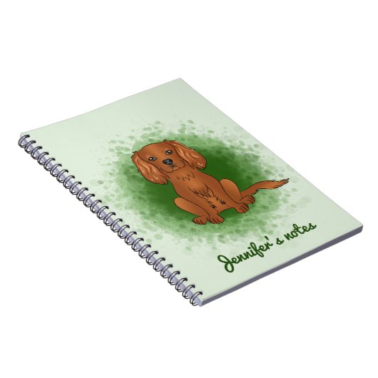 Carnet Ruby Cavalier King Charles Spaniel Chien Sur Vert (Côté Droit)
