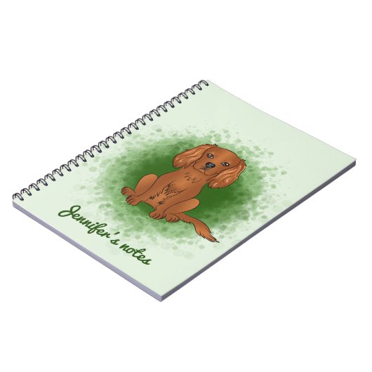 Carnet Ruby Cavalier King Charles Spaniel Chien Sur Vert (Côté gauche)