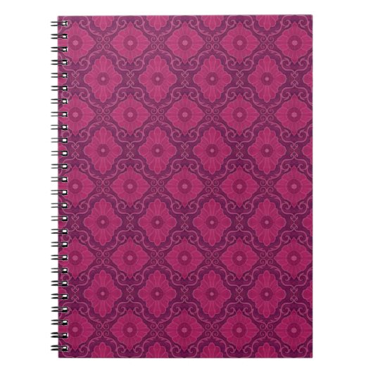 Carnet "Ruby flowers” floral arabesque pattern (Devant)