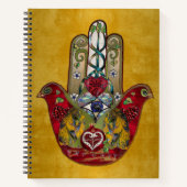 Carnet Ruby Pomegranate Heart Red Bird Hamsa (Devant)