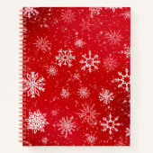 Carnet Ruby Rouge Festif Noël Flocons de Neige Blancs  (Devant)