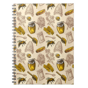 Carnet Ruche d'abeille à miel Jaune Doré Vintage Biologiq