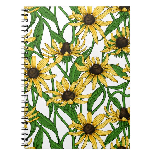 Carnet Rudbekia jaune sur blanc (Devant)