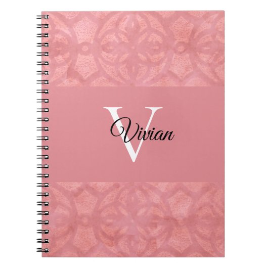 Carnet Ruddy Pink Batik Nom Monogrammé (Devant)