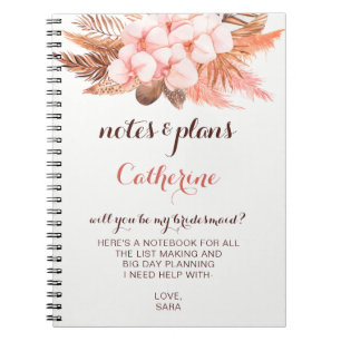 Carnet Russe Boho Pampas Grass Serez-Vous Ma Femme D'Accu